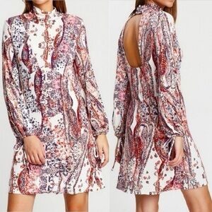 Free People All Dolled Up Longsleeve Boho Dress Burgundy Ivory Size Small